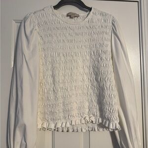 LOFT Women's Cream Smocked Blouse Size Large